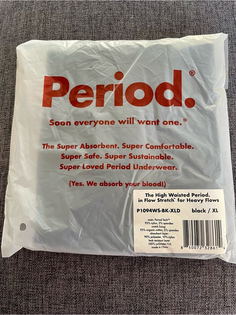 NIP Period. High Waisted Period Underwear - Black XL